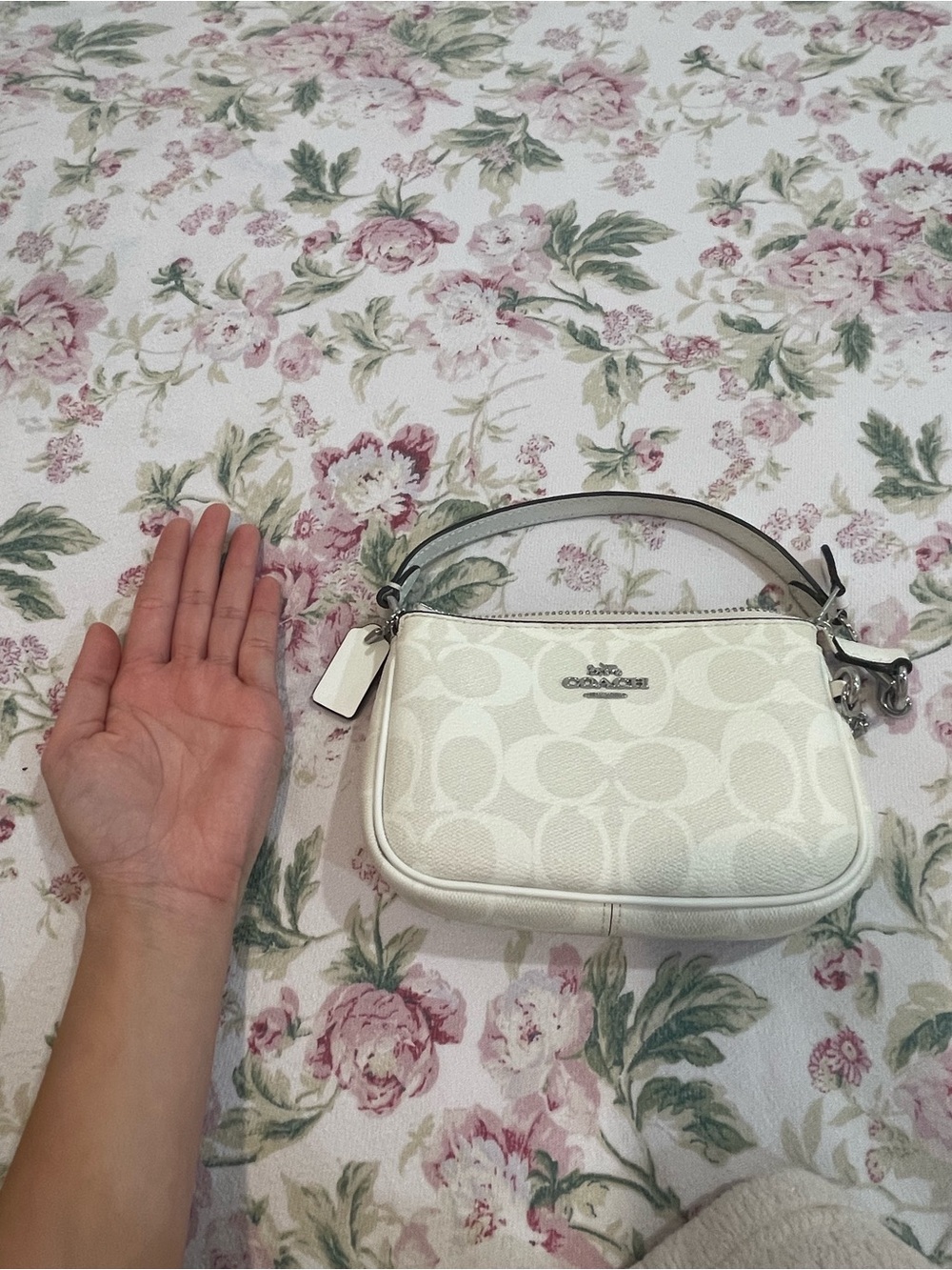 Coach Cream Signature Mini Shoulder Bag with Silver Hardware - Picture 3 of 5